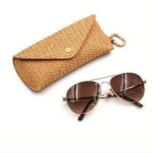 New ANTHRO Rattan woven sunglasses case with purse attachment